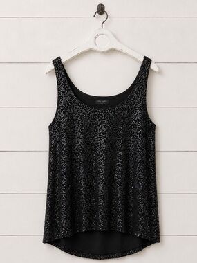 Talbots Black Sequin Scoop Neck Tank Top